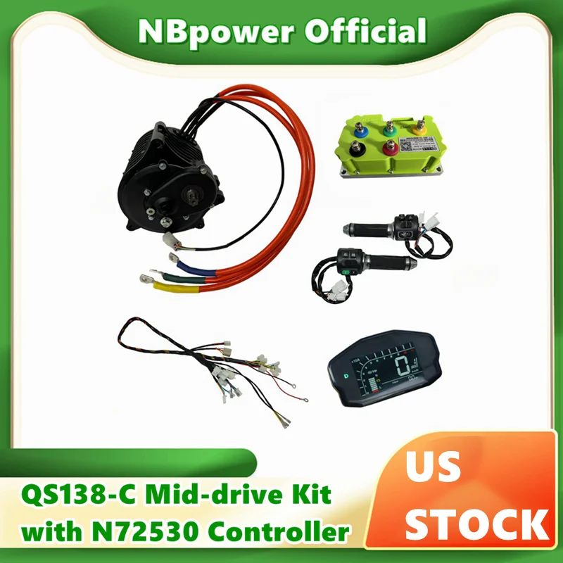 QS MOTOR 138 3000W V3 70H Mid drive Motor conversion kit with ND72530 Controller DKD Display 72V 110kmh for Electric Motorcycle