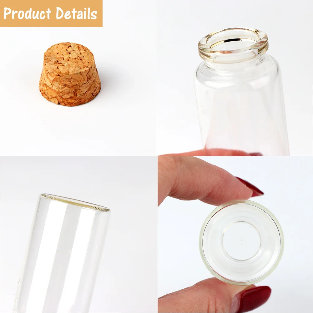 Mini Glass Bottle With Corks Decorative Storage Jar Small Wish Bottle with Tags And Rope Hanging Decor Wedding Gift For Guest