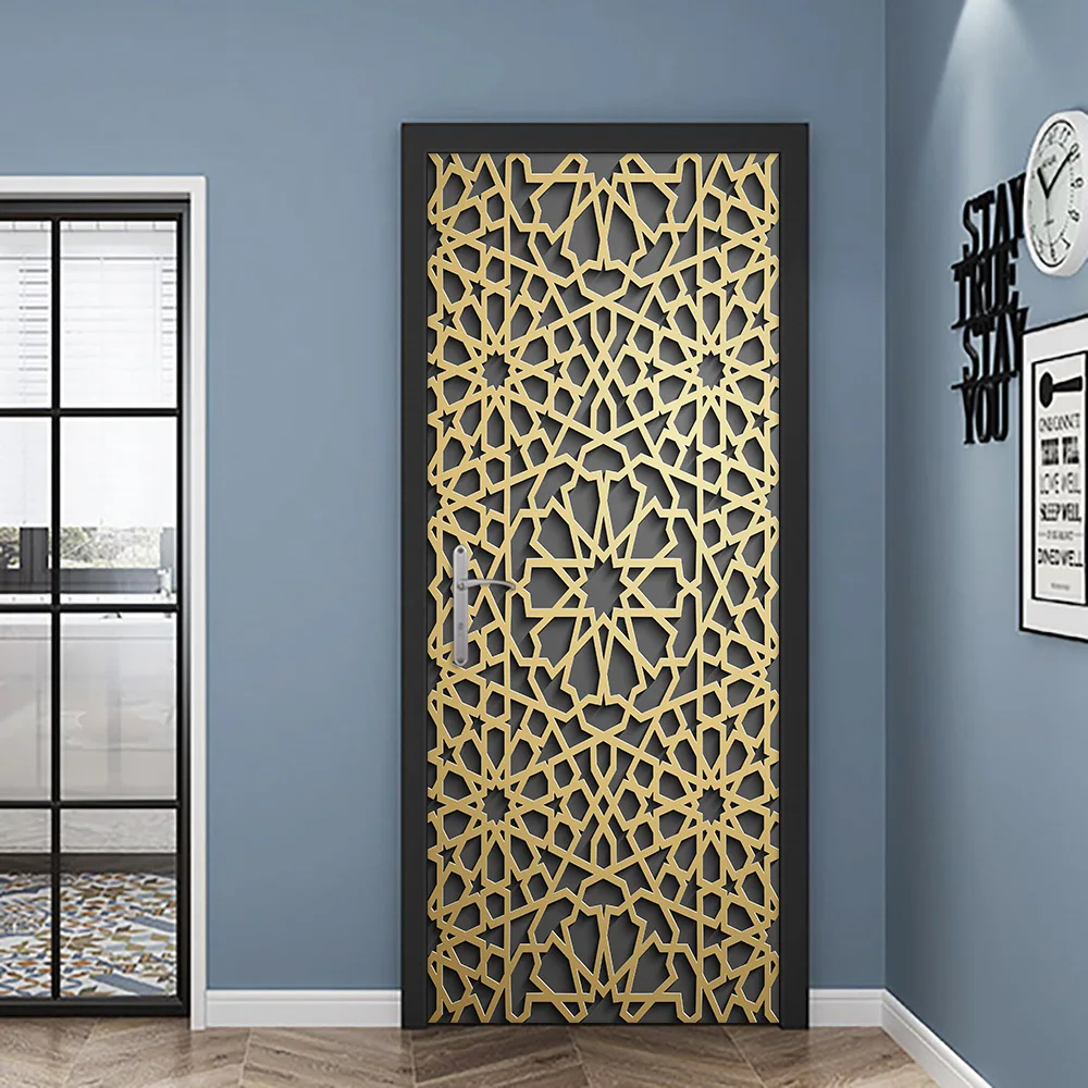 Autocollant Mural 3D Grande Mosquée De La Mecque - 38,5x200 Cm - PVC Amovible - Décoration Porte Mur Maison Musulmane