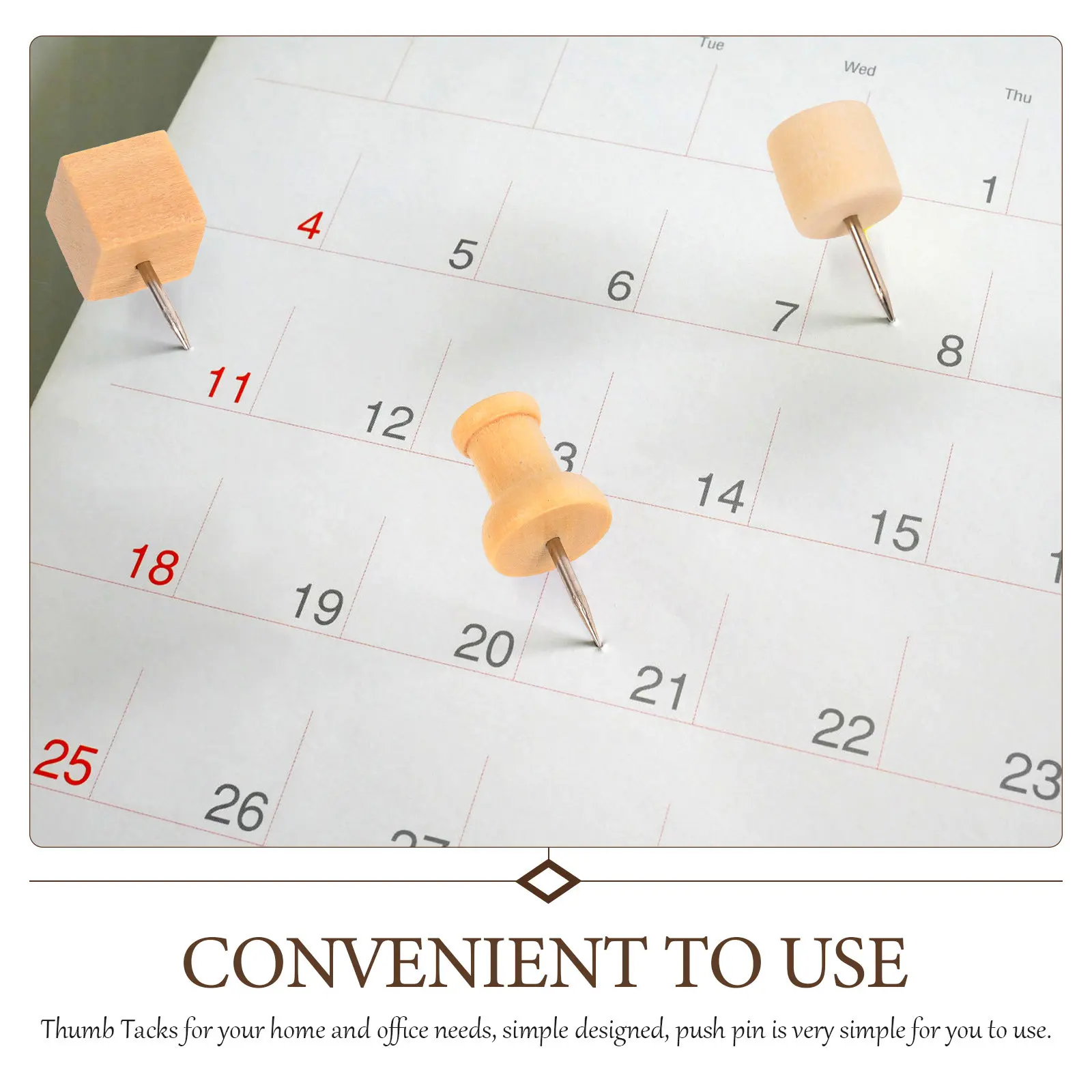 2 상자 나무 푸시핀 게시판용 천연 나무 엄지핀 지도 장 푸시핀 다기능 사무실 가정용