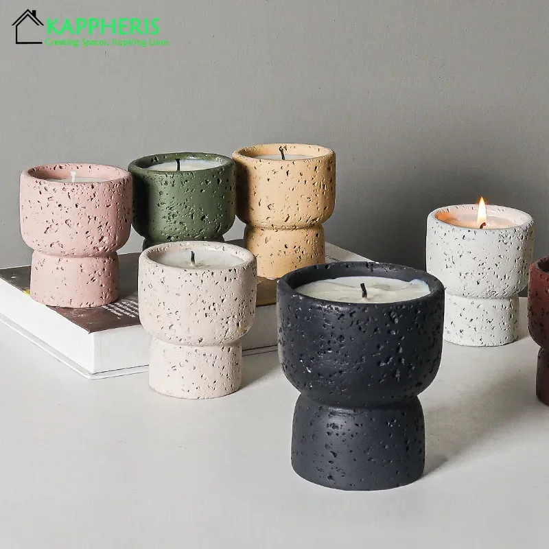 3.5OZ Cement Empty Candle Jars Make Homemade Candles Kit Jars for Tealight Candles Holders Concrete Container