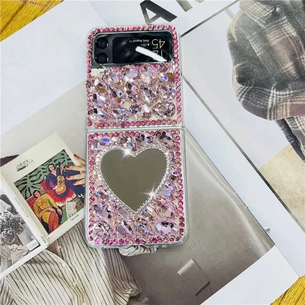 

Crown Fox Fur Sparkle Gems Case, Love Bling Flower Cases for Samsung Galaxy Z Flip3, Flip4, Flip5, Luxury Fashion