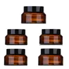 5Pack 15g 30g 50g Round Amber Glass Cosmetic Jars with Inner Liners and Black Lids Travel Jar Refillable Containers Makeup Cream 1