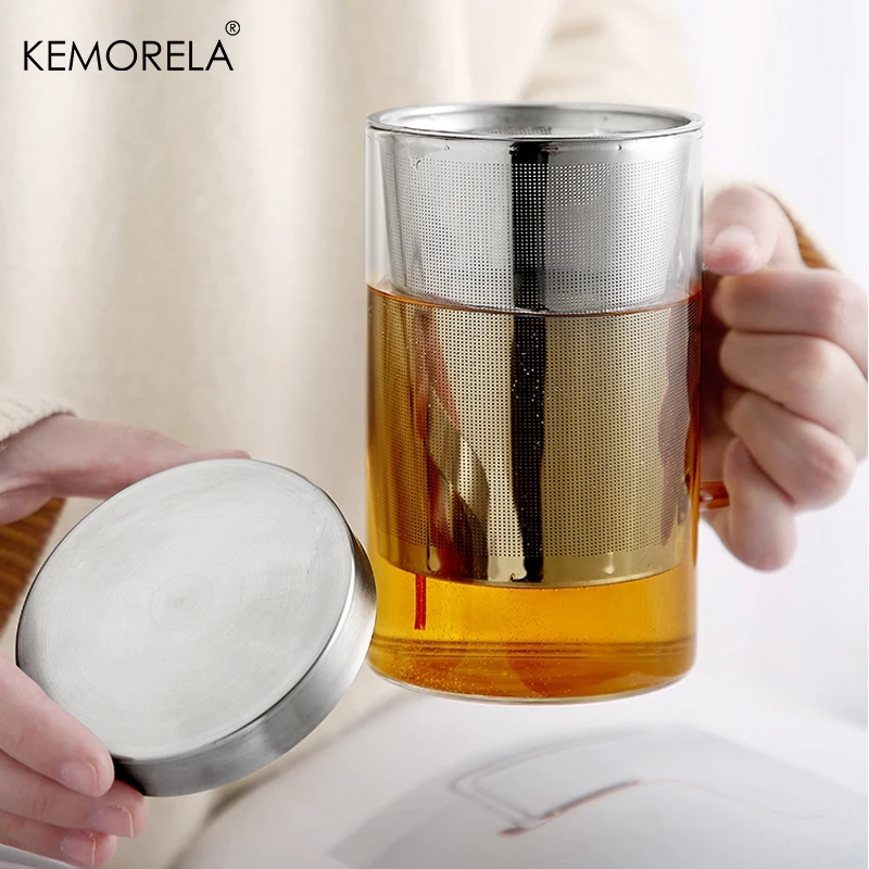 KEMORELA 500ml Glass Cup Tea Infuser Mug Borosilicate Glass Tea Mug With Stainless Steel Infuser Home Office Coffee Drinkware coffee cup tea cup coffee mug