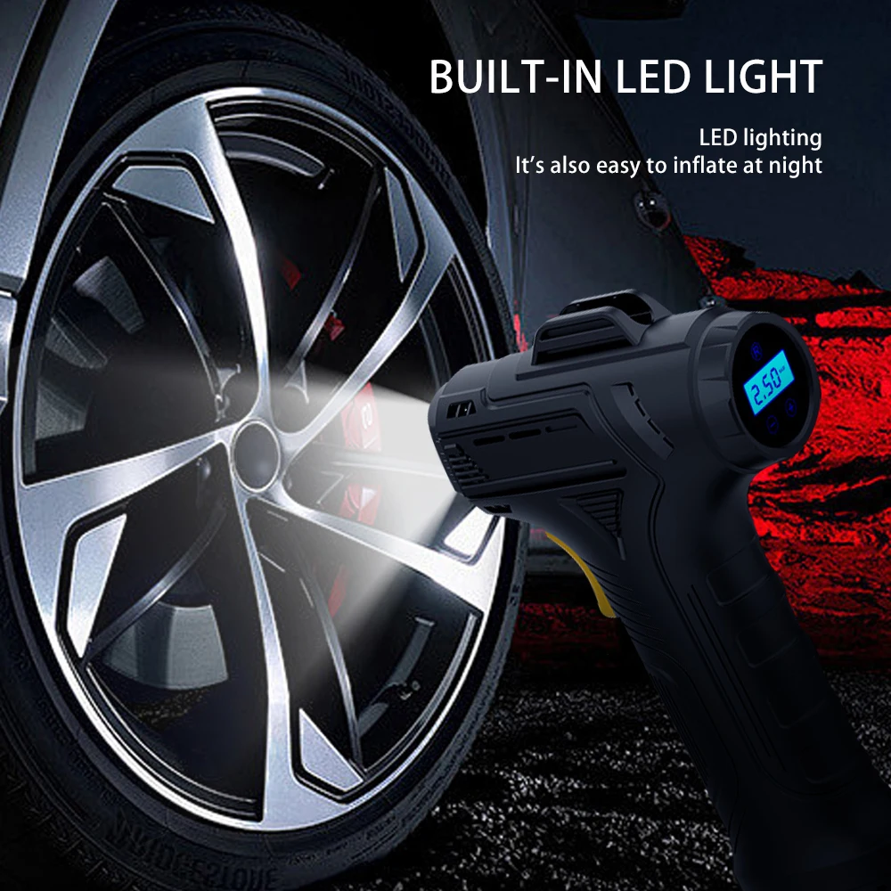 Wireless car tire inflation pump 150PSI portable air compression pump, suitable for cars/bicycles/motorcycles/balls