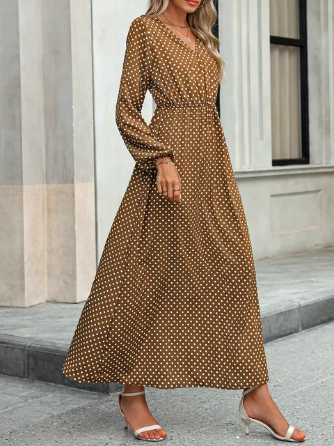 Springfield Mujer Vestido Mujer Lunares Con Botones Cuello V Y