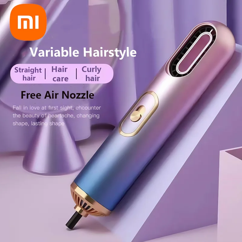 XIOAMI Hair Dryer Hair Styling 3-in-1 Mini Portable Hair Dryer Curling Comb Brush Curling Iron Straightener Manual Hair Dryer 2