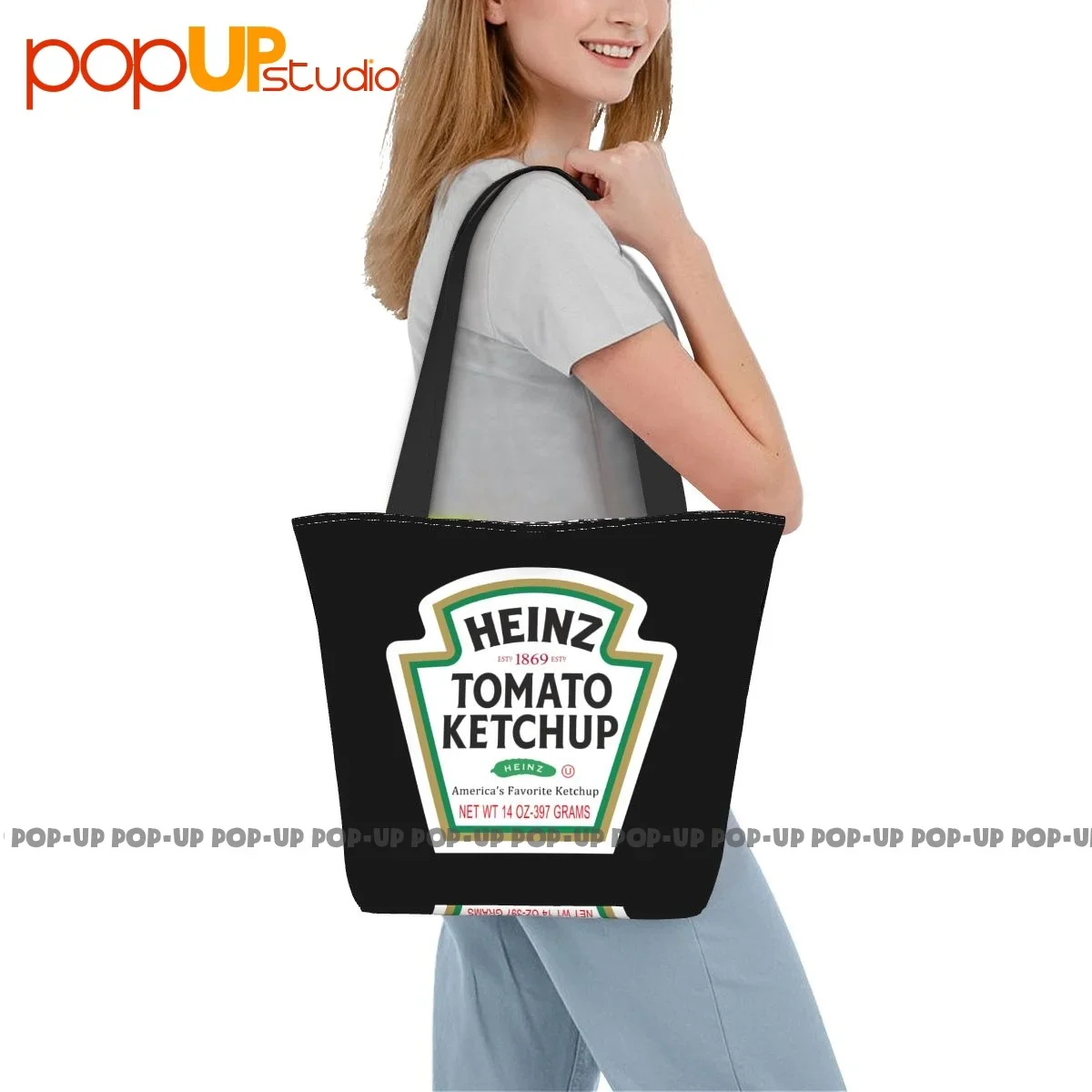 Heinz Americas Favorite Ketchup Graphic 80S 90S Retro Handbags Reusable Shopping Bag Shoulder Bag