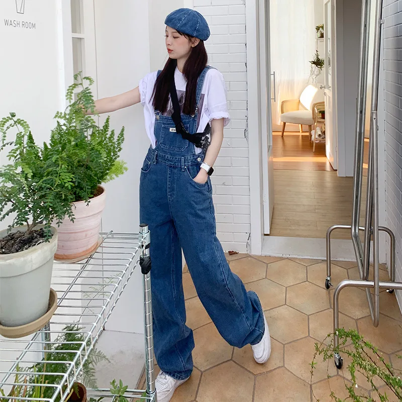

Wide Leg Denim Strap Pants Women's 2023Y2K Spring/Summer New Vintage Loose Straight Leg Pants Casual and Beautiful Bodysuit