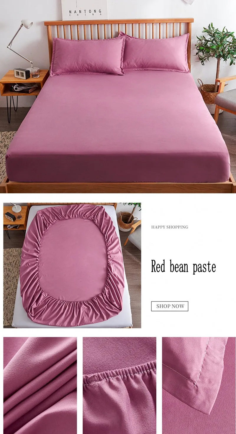 Description Picture 6 of item1 pcs 100% Cotton Fitted Sheet with Elastic Bands Non Slip Adjustable Mattress Covers for Single King Queen Bed 140/160/200cm