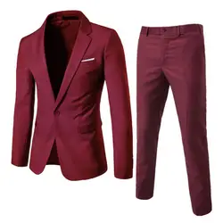 Pants Set Slim Fit Suit Outfit Stylish Men's Business Suit Set Lapel with Single Button Slim Fit Pants Pants Set Men Suits