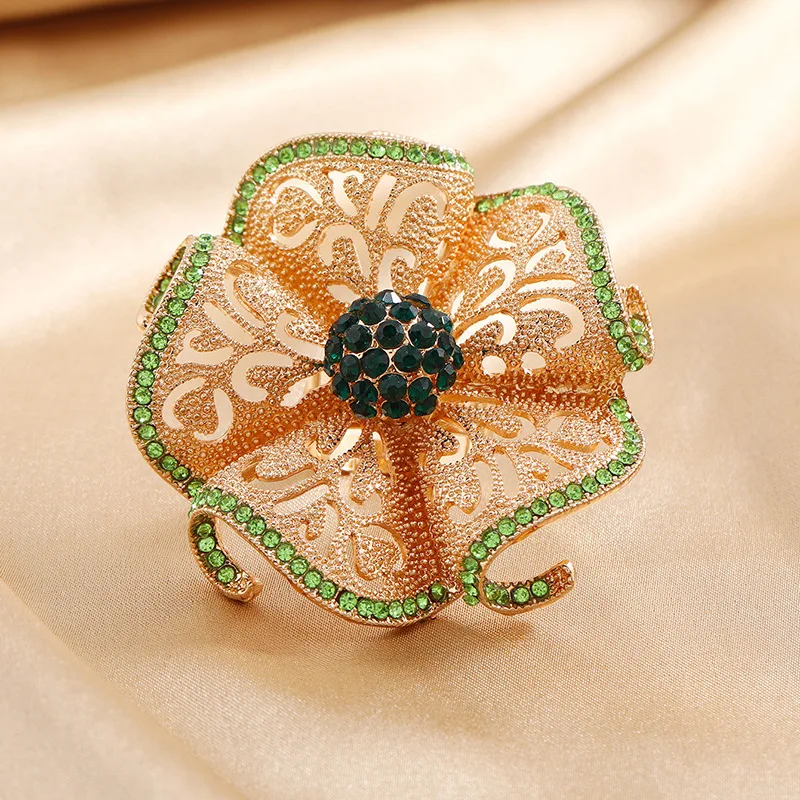 Oversized Geometric Solid Flower Ring Adjustable Retro Fashion Bohemian