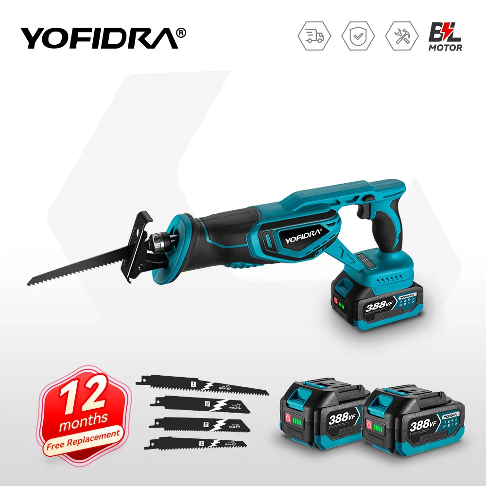 3000W Brushless Reciprocating Saw Handsaw Saber Multifunction Saw Metal Wood Pipe Cutting with 4 Blades Kit For 21V battery electric saw reciprocating saw mini electric saw
