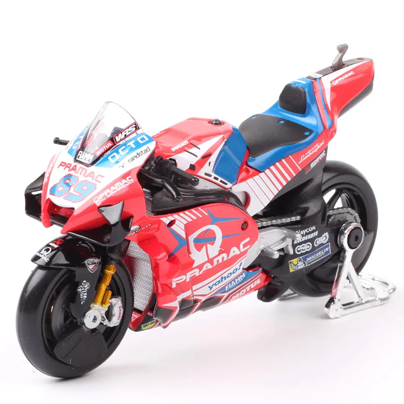 Maisto 1/18 Scale 2021 Ducati Desmosedici GP21 Pramac Racing #89 Jorge Martin #5 Johann Zarco Motorcycle Diecast Toy Model Bike maisto 1 18 scale 2021 ducati desmosedici gp21 43 jack miller 63 francesco bagnaia motorcycle gp diecast toy model moto bike