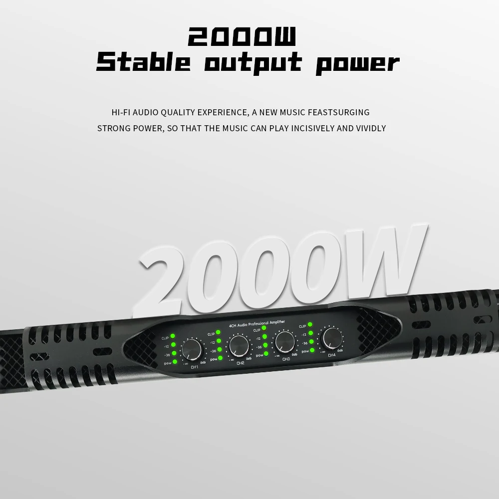 1U 4 Channel 4*2000W Digital Power Amplifier Stereo Sound System Pro Audio Class D For Stage DJ