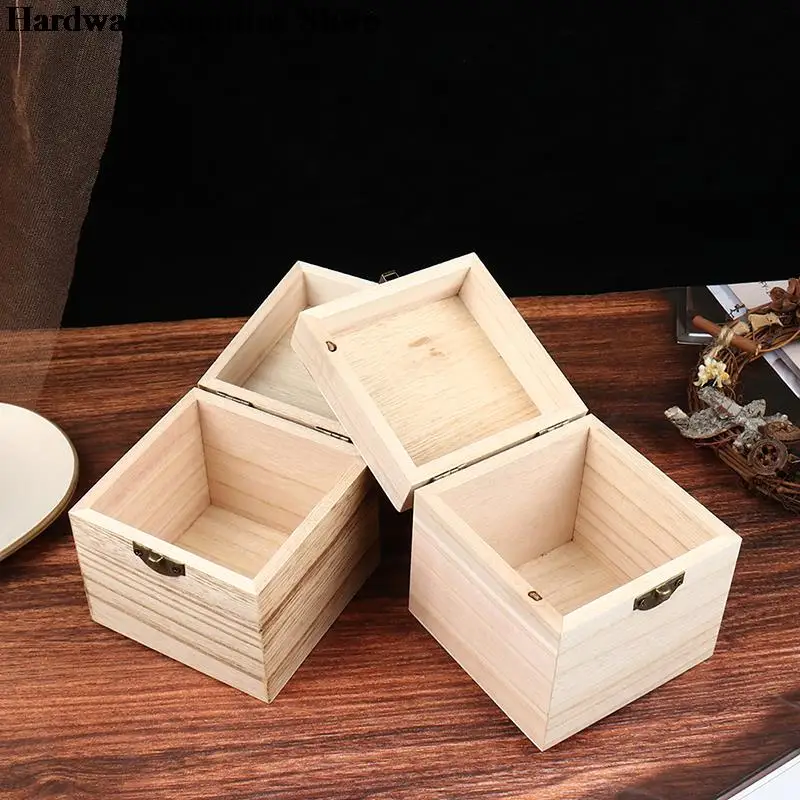 Retro Wooden Box Postcard Storage Organizer Box Retro Jewelry Box Desktop Handmade Wood Clamshell Storage Hand Decoration 5