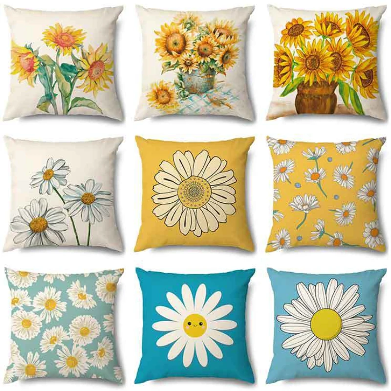 

Summer Sunflower Pillows Case Tropical Flower Pillowcase for Pillows for Garden Chair Bed Sofa Pillow Cover 45x45cm Home Decor