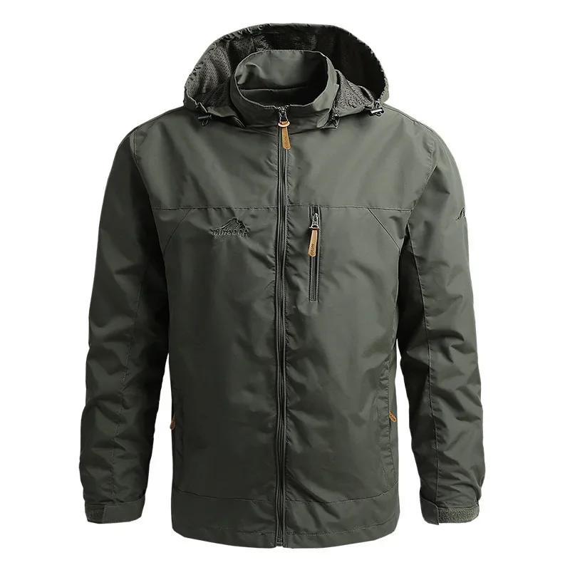Men Casual Windbreaker Winter Hooded Zip-Up Jacket Waterproof Retro Jackets Softshell Camping Coat Work Wear Man Clothing 7XL