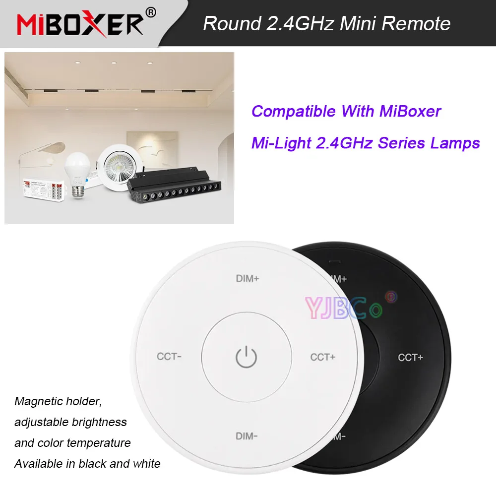 MiBoxer Color Temperature Round Mini 2.4G Panel Remote Control adjust LED Strip Dimmer CCT switch dimming light Bulb Controller