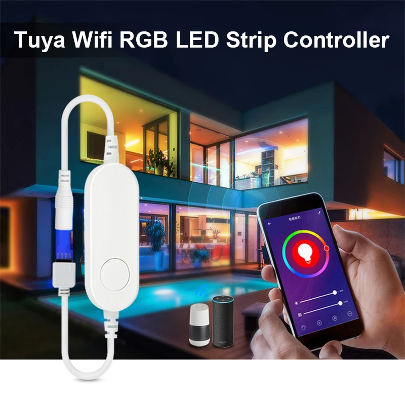 

Wifi LED Controller 4pin Tuya Smart LED Strip Controller RGB Lamp Tape LED Remote Controler For 5050 2835 Strip Light DC 12-24V