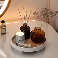 Wooden Desktop Decorative Tray Perfume Fragrance Display Stand Key Cosmetics Storage Rack for Bathroom Home Kitchen Organizer 2