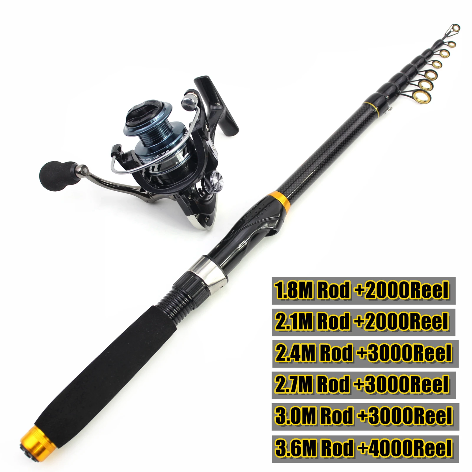 NEW 2.1M 3.6M Portable Carbon Fiber Telescopic Fishing Rod Portable  Spinning Rod and Reels Multifunction Carp Trout Pole Set - AliExpress