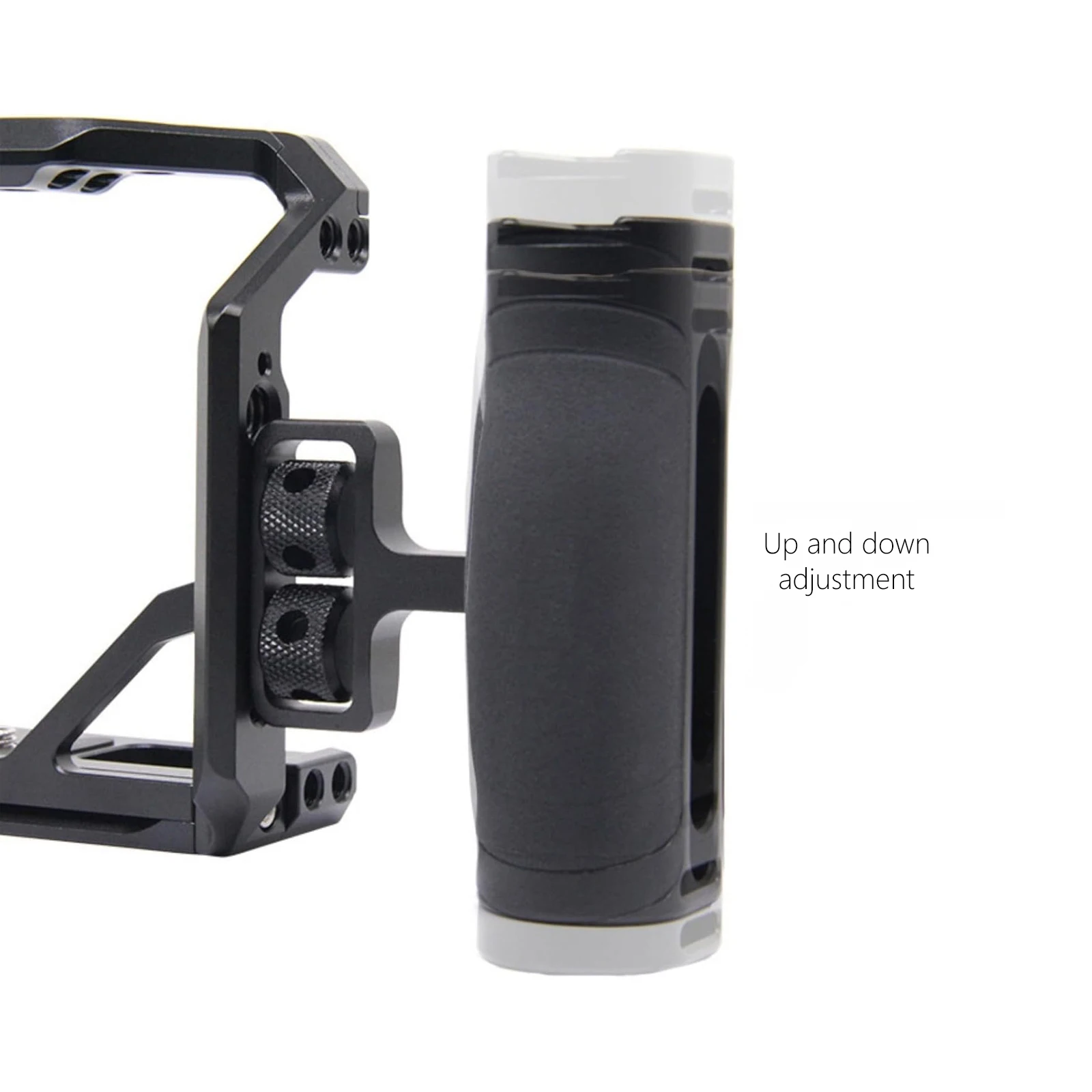 Aluminum Side Handle Grip for DSLR Camera Cage Cold Shoe Mount Threaded Holes Direction Changeable