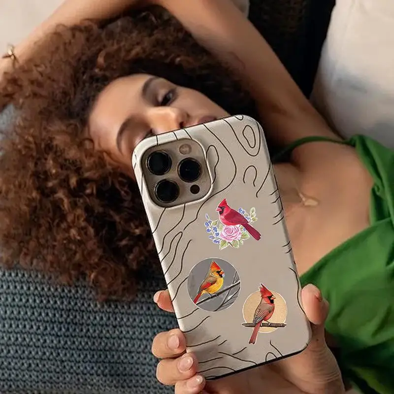 Bird Stickers Waterproof Cute Cartoon Red Birds Decals 56X Highly Adhesive Removable Wall Decor Art Stickers For Scrapbooking