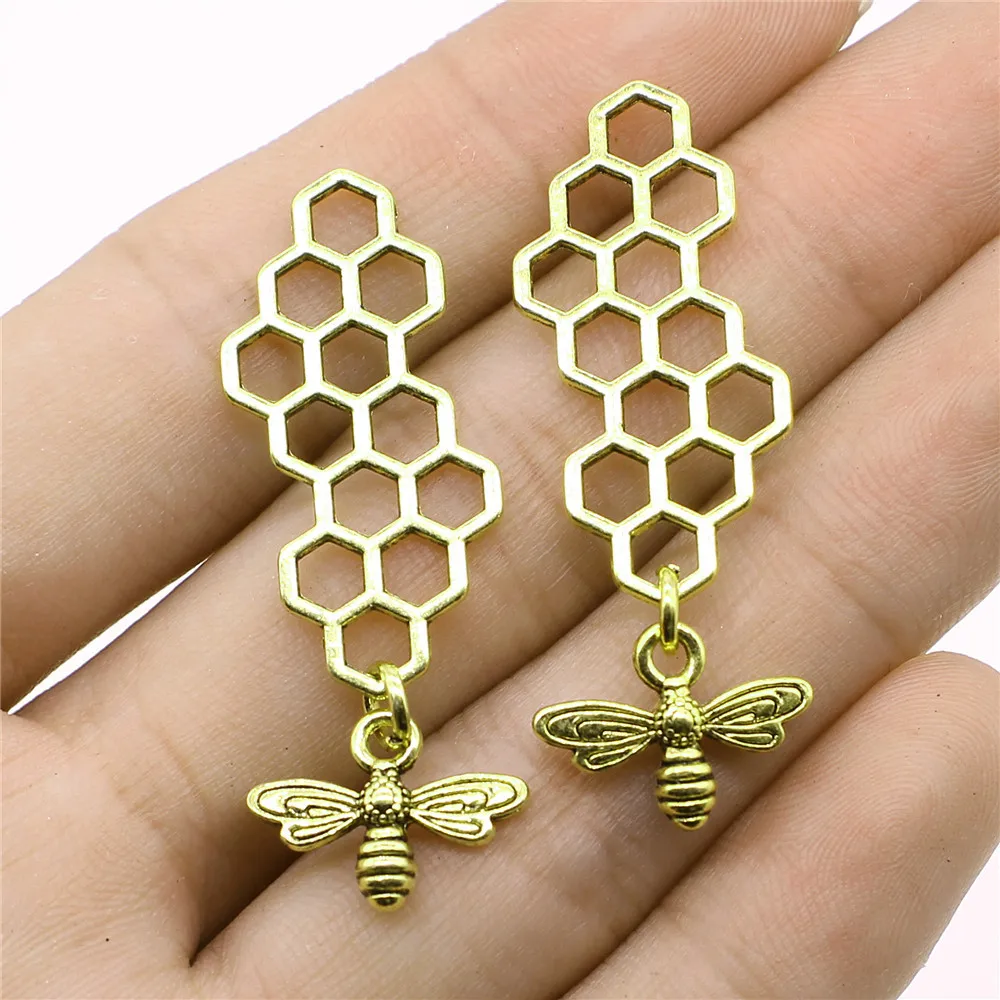 10pcs Charms Honeybee Bee Hornet Honey Antique Bronze Silver Color Pendants DIY Making Findings DIY Handmade Craft gnoce charms Charms