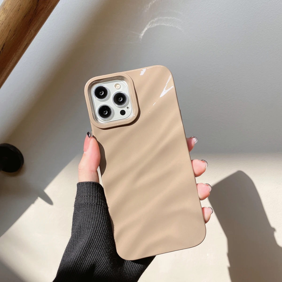 Wavy Pattern Candy Color Soft Shockproof Phone Case Cover