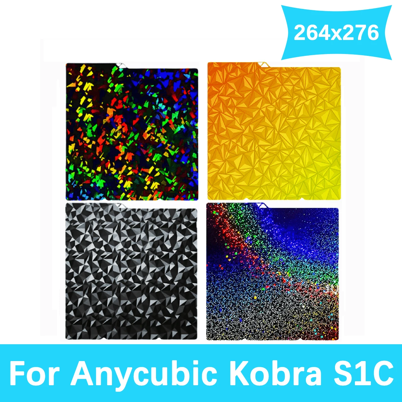 Anycubic Druckplatte PEO+PET Doppelseitig Für Kobra S1 – 264x276 Mm, Carbon-Textur, Bis 150 °C