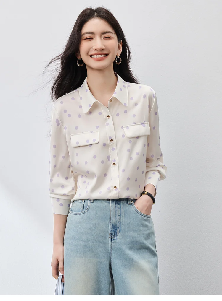 SENTUBILA purple polka dot shirt image 16