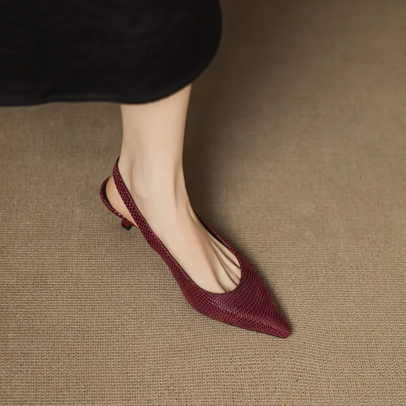 MORAZOR Size 34-43 New Sheepskin Genuine Leather Shoes Women Sandals Pointed Toe High Heels Slingbacks Pumps Party Wedding Shoe