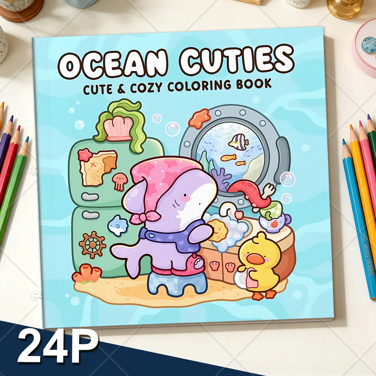 Ocean Cuties: Relaxing Marine Animal Coloring Book