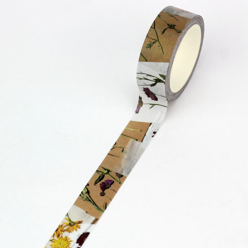NEW 1PC 10M Decor pressed flowers Neutral leaf flowers Washi Tape Set for Scrapbooking Journaling Masking Tape Cute Stationery 2