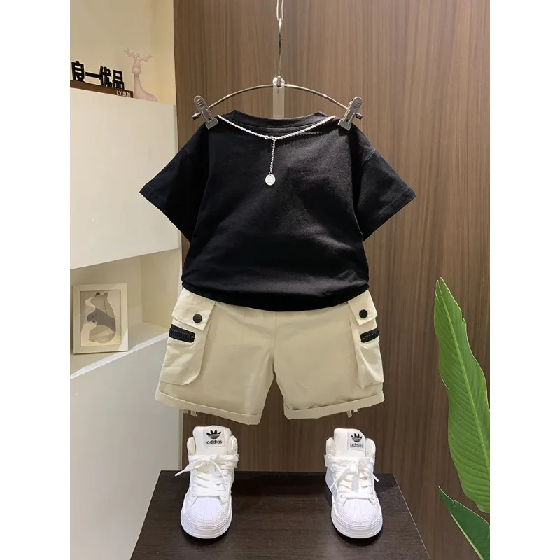 Children's Cartoon Boys Summer Short sleeved Set New Little Boys Summer Clothing Baby Cool and Handsome Clothing