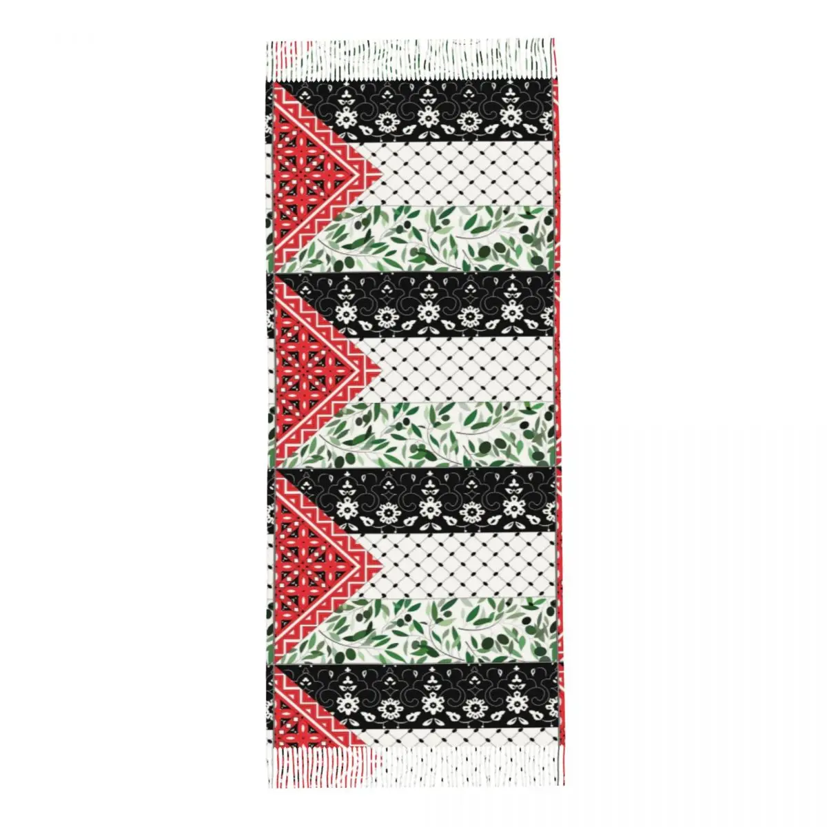 Women's Scarf with Tassel Palestinian Flag Olives And Keffiyeh Long Winter Warm Shawl and Wrap Gifts Pashmina Scarves