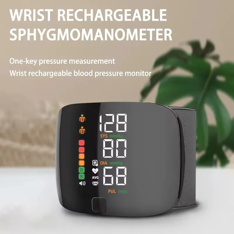 ABX LED Screen Wrist Blood Pressure Monitor English Voice Broadcast Rechargeable Blood Pressure Measuring Device Measurement