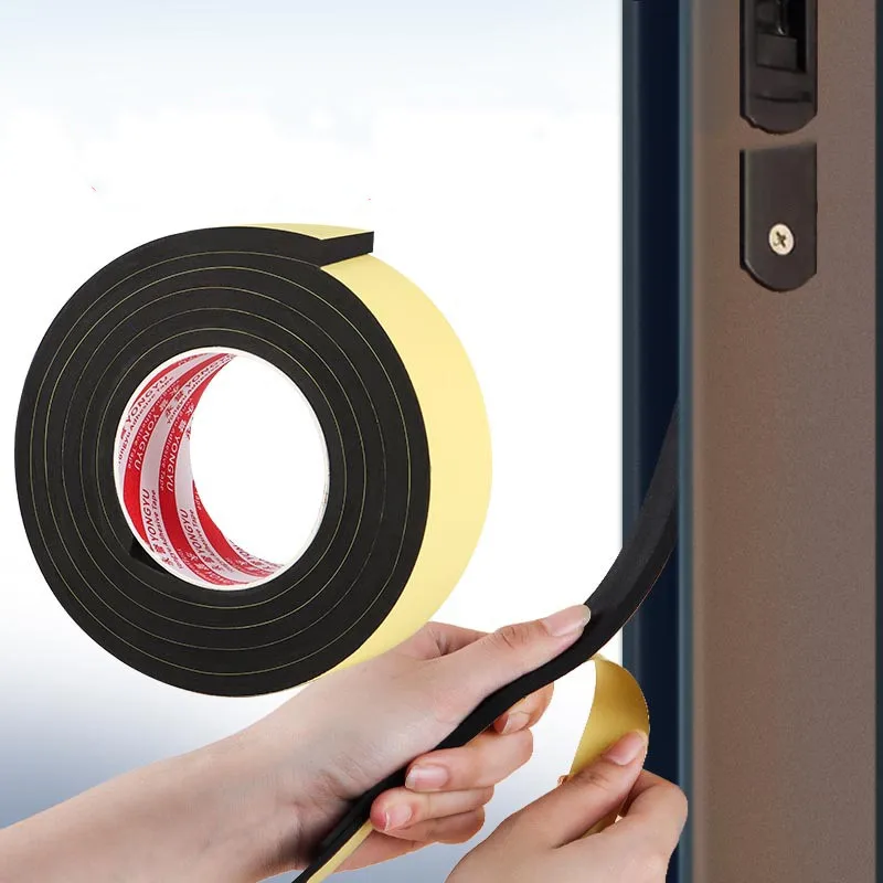 Door seal strip sealing strip tape window seal strip sealing tape rubber seal strip rubber door weatherstripping door weatherstripping sealing strip waterproof tape Strong Adhesion Black EVA Foam Sponge Rubber Strip Tape Waterproof Single Sided Adhesive Anti-collision Window Door Seal Strip