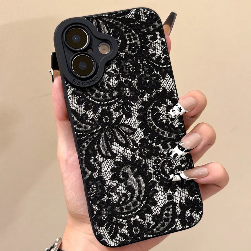 Elegant Lace Floral Pattern Shockproof Phone Case - Durable TPU Cover