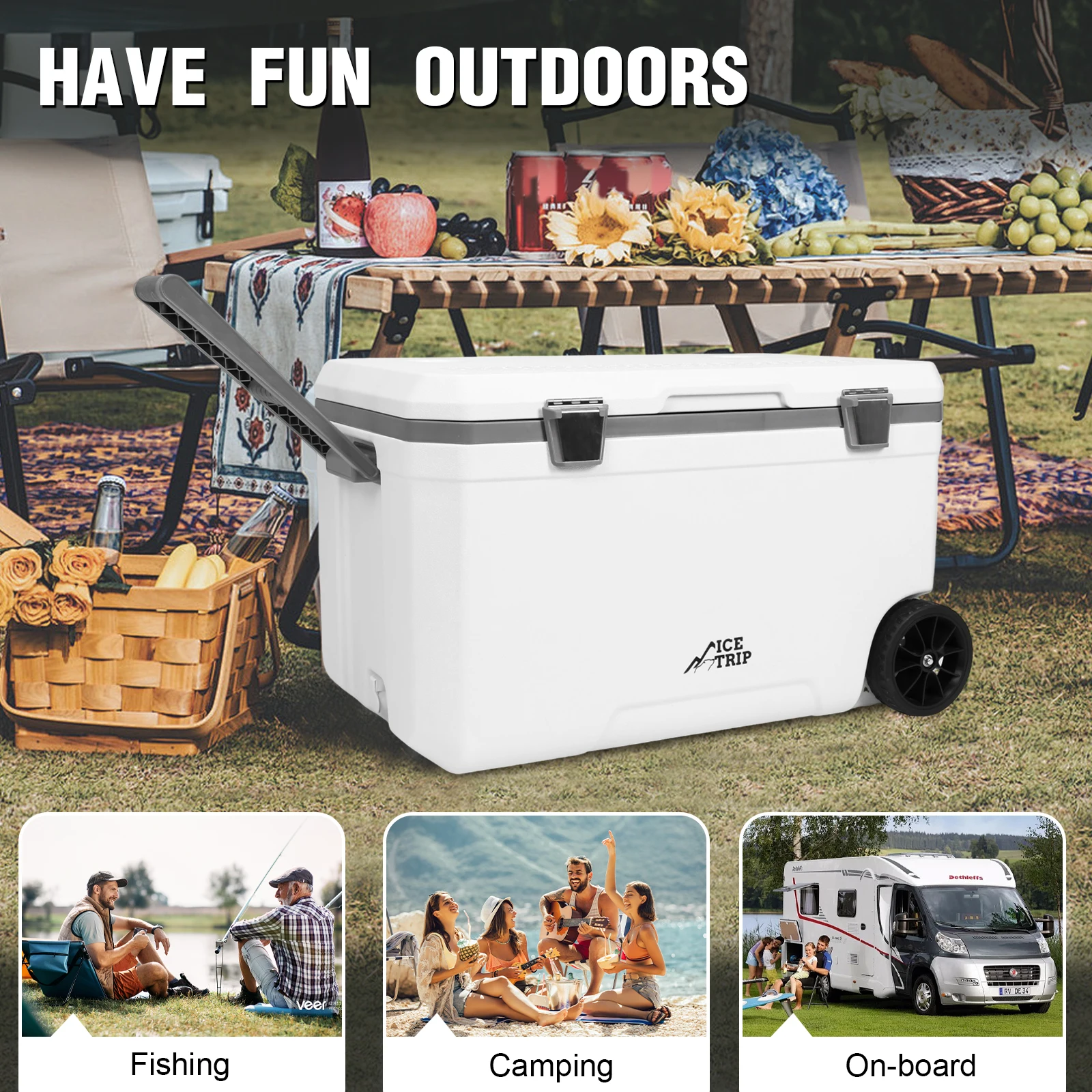 Portable Plastic Insulated Camping Cooler Box