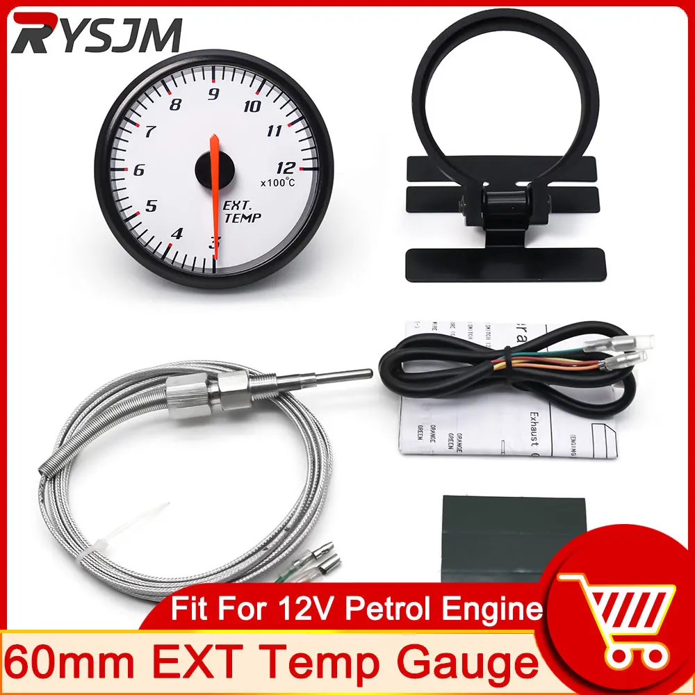 60mm Exhaust Gauge with Sensor Ext Temp Gauge Pointer Car Air Fuel Gas Temperature EGT Gauge for Car Exhaust Temperature Meter