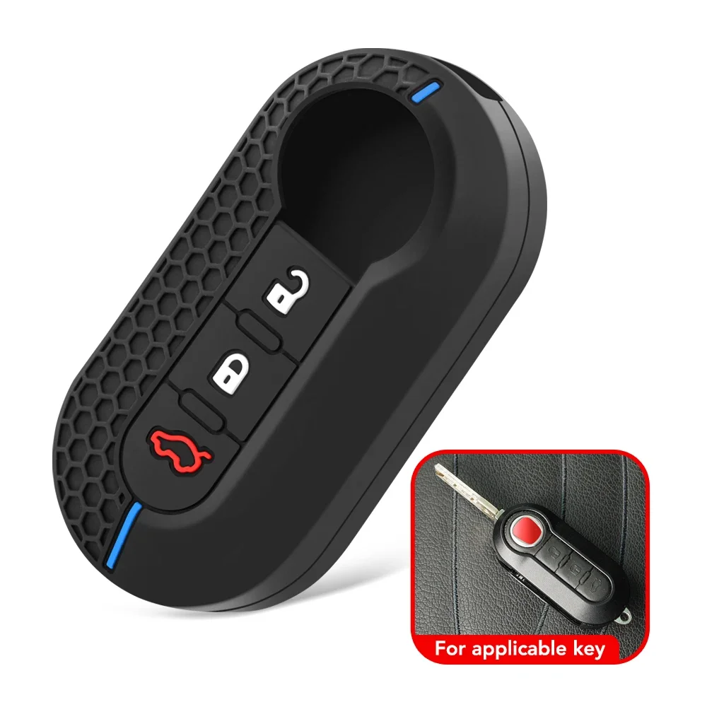 3 버튼 Fiat 500 용 실리콘 자동차 키 케이스 커버 Fiat Punto Panda 자동차 액세서리 용 접이식 원격 키 쉘