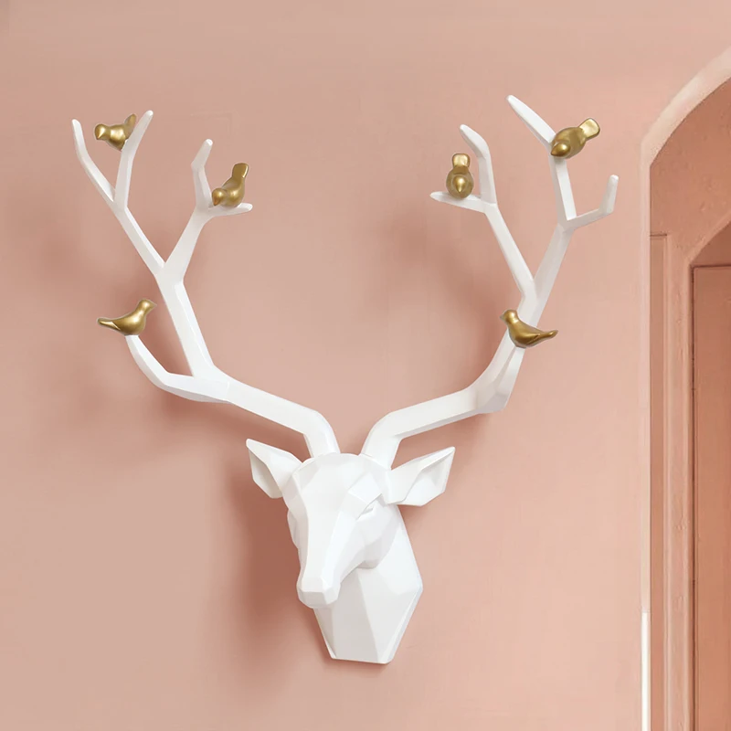 

Resin Deer Head 3d Wall Decor Resin Statue Decoration Accessories Living Room Wall Statue Sculpture Mordern Art Animal Head gift