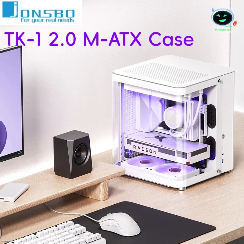 JONSBO TK-1 2.0 M-ATX Case Mini PC Case Ring Tempered Glass Side Penetration E-sports Seaview Room Desktop Computer Mini Chassis