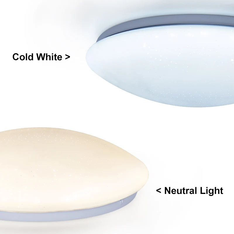 Modern LED Ceiling Lights Round Cold White Neutral Light 16W Gentle Star Sparkle Ceiling Lamp Bedroom Kitchen Living Room Decor