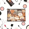 Stylish Cartoon Cat Print Clutch Bag Portable Zipper Cosmetic Bag With Linen Fabric Travel Toiletry Storage Pouch for Women 3