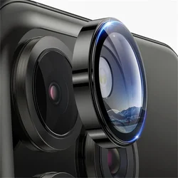 Premium 8K HD Tempered Glass Camera Lens Protector with Metal Ring - 15 Pro Max - 15 Pro (Black Titanium)