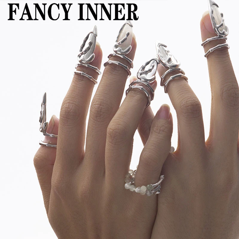 VCH 2022 New Irregular Silver Color Metal Stereoscopic Sculpture Nail