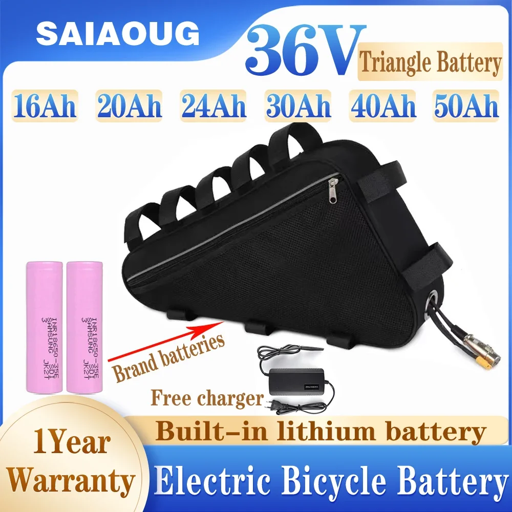 

250W-3000W Ebike 36V 30ah Bike 50Ah Lithium Batteries For Electric Bikes 16ah 24ah Triangle Electric Bicycle Lithium Battery